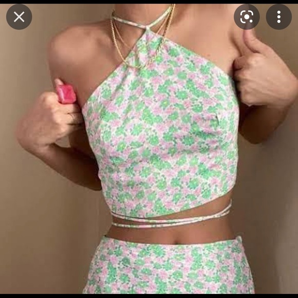 floral halter top zara
